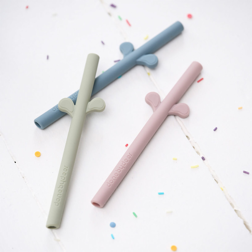 Lot de 5 pailles en silicone Peekaboo - Bleu mixte 