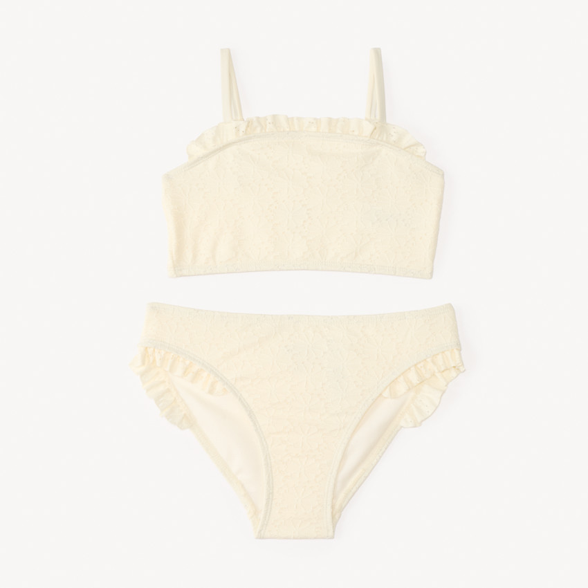 Maillot de bain 2 pièces effet broderie pour fille