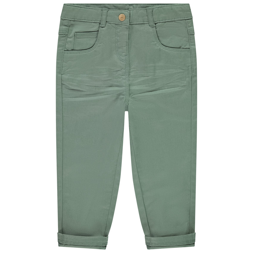 Pantalon uni en twill avec poches pour bébé fille