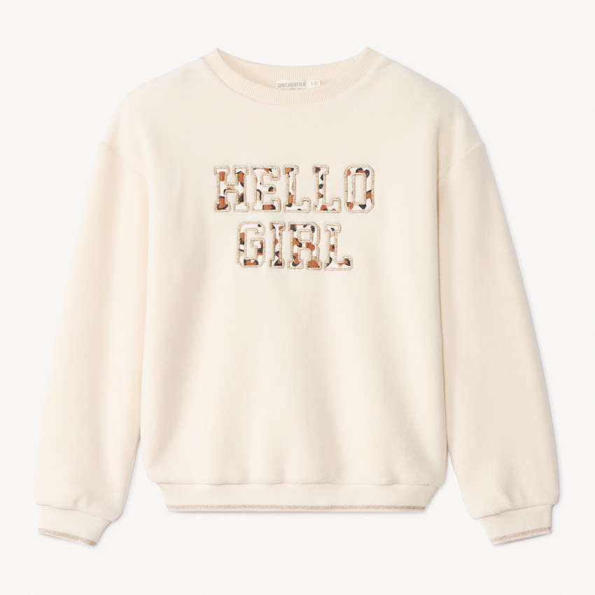 Sweat polaire oversize à patchs tachetés pour fille 