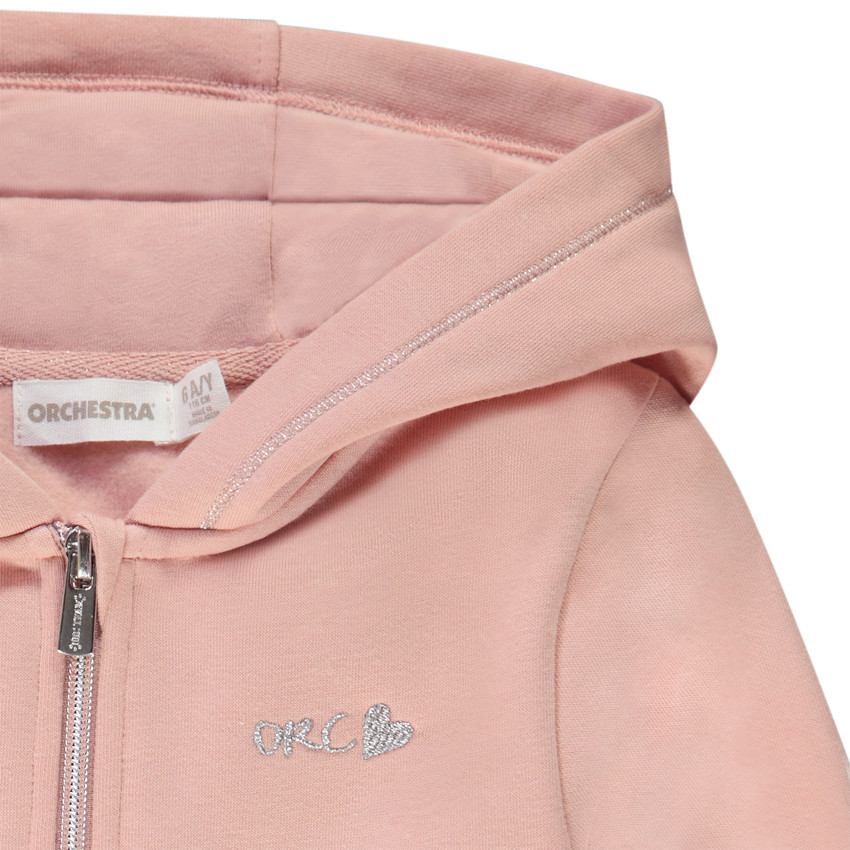 Gilet à capuche uni molletonné et brodé pour fille 