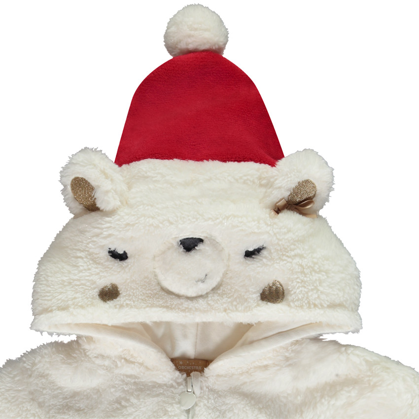 Surpyjama ludique en sherpa ours polaire de Noël pour bébé fille 