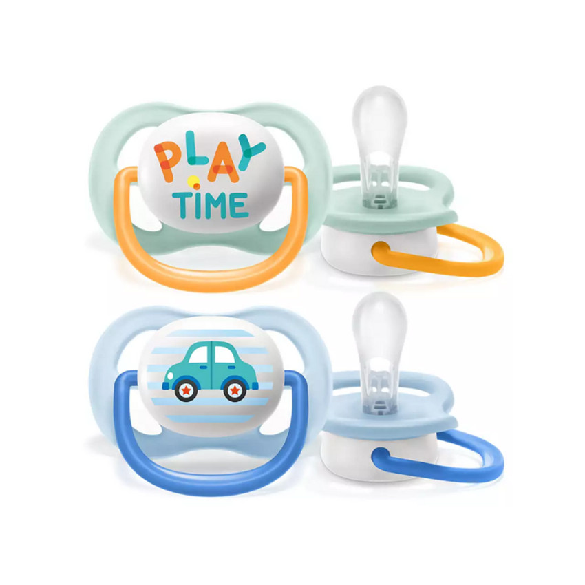Lot de 2 sucettes silicone Ultra Air 0-6M happy (modèle aléatoire) 