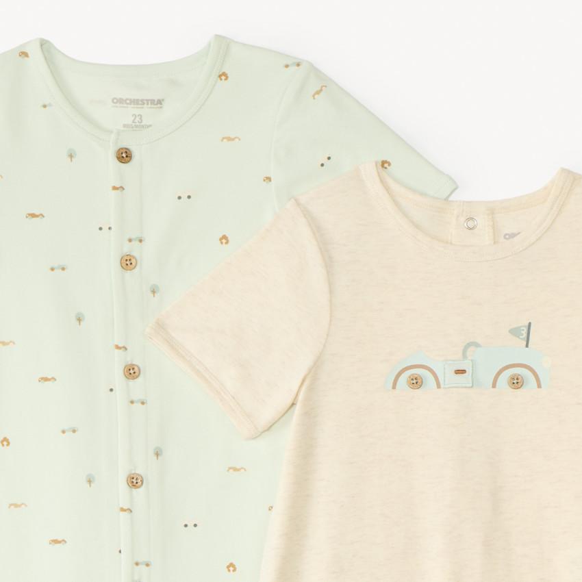 Lot de 2 combishorts motif voitures pour bébé garçon 