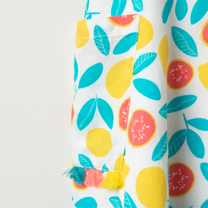 Robe à manches courtes imprimée fruits all-over 