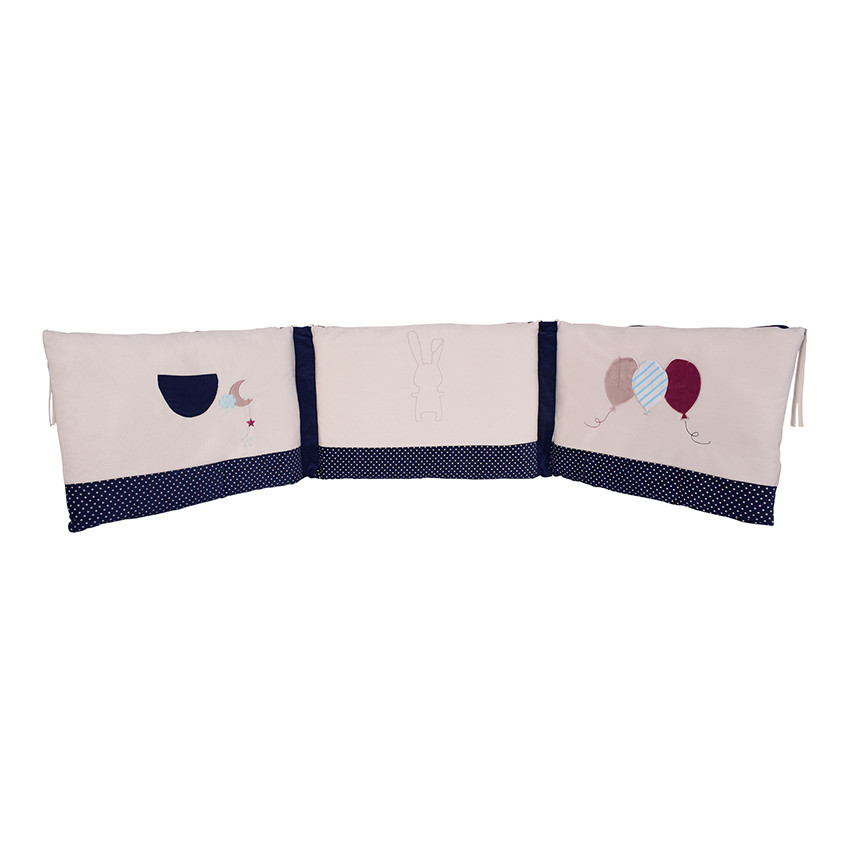 Tour de lit en velours - Beige/Bleu 