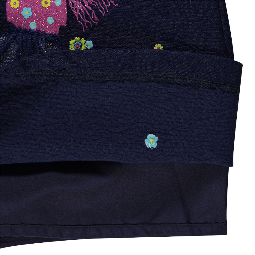 Robe en jacquard et jersey avec print et broderie 