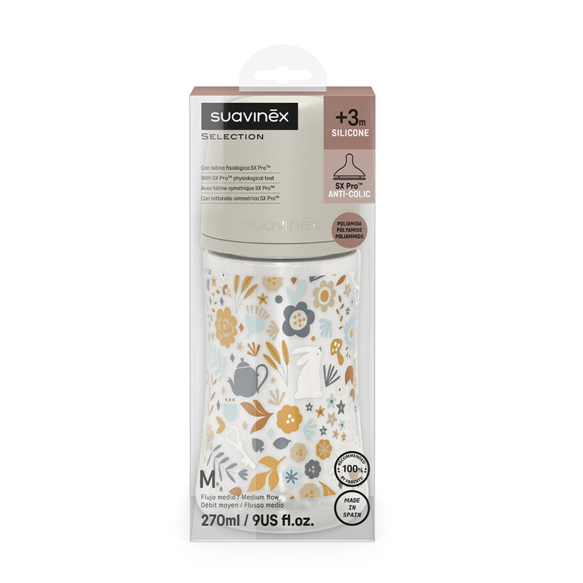 Biberon avec tétine symétrique SX Pro M 270ml Wonderland Beige - Beige (Suavinex) - Image 2