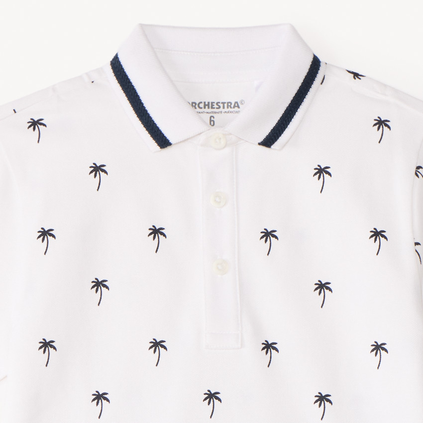 Ensemble 2 pièces polo manches courtes + bermuda imprimé palmiers pour garçon 