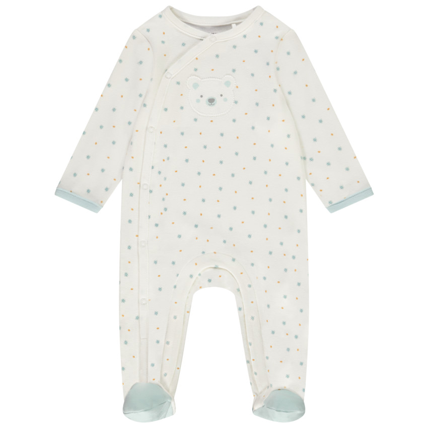 Dors-bien en interlock avec patch ourson et imprimé pour bébé garçon 