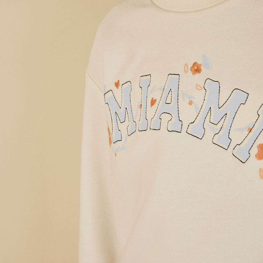 Sweat crop top oversize print Miami pour fille 