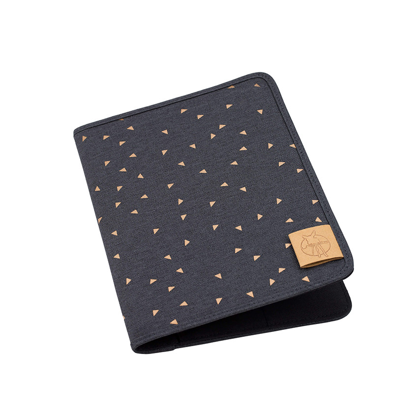 Protège carnet de santé imprimé triangles - Gris foncé 
