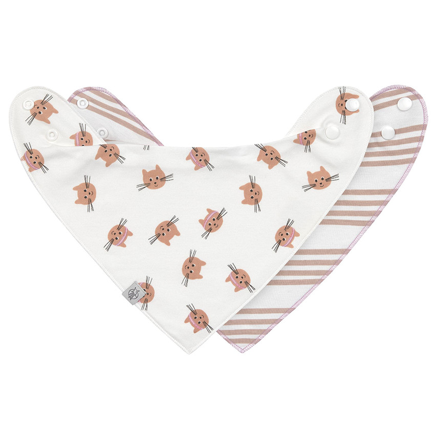 Lot de 2 bavoirs Bandana imperméable Tiny Team Cat