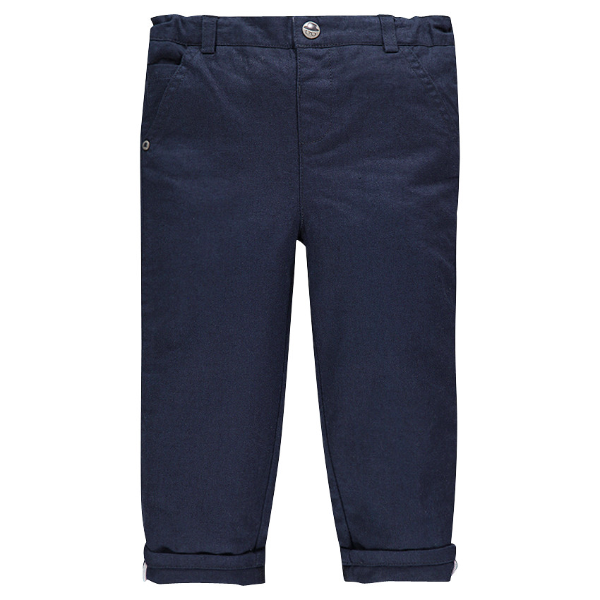 Pantalon en lin et coton uni 