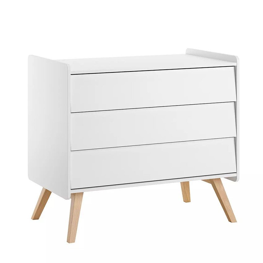 Commode à 3 tiroirs Vintage blanc/chêne 