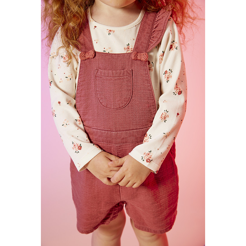 T-shirt manches longues côtelé imprimé floral pour bébé fille 