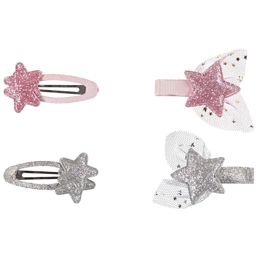 Lot de 4 barrettes étoiles pailletées pour fille 