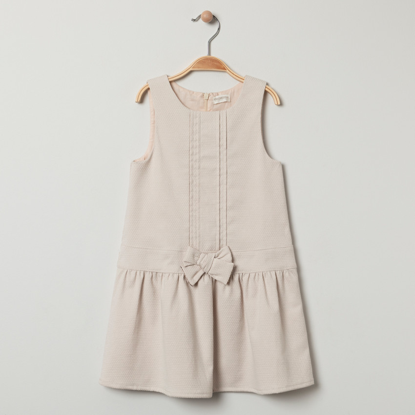 Robe de cérémonie sans manches en maille fantaisie et noeud 