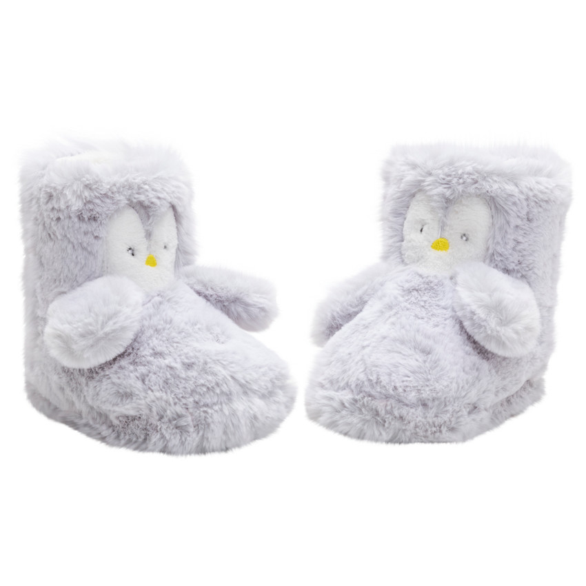 Chaussons pingouins en fausse fourrure avec détails brodés 