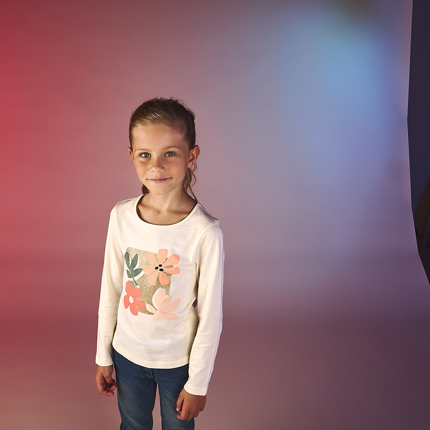 T-shirt manches longues print pailleté pour fille 