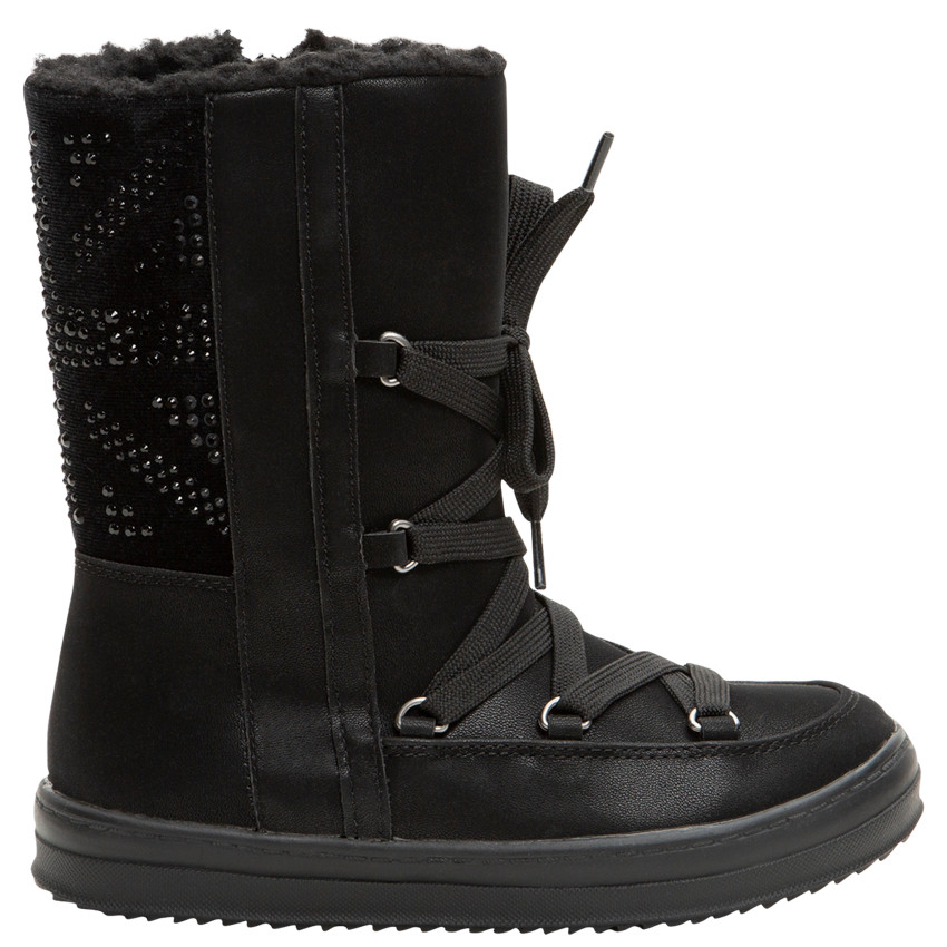 1/2 bottes fourrées style après-ski à lacets et zip du 28 au 35 