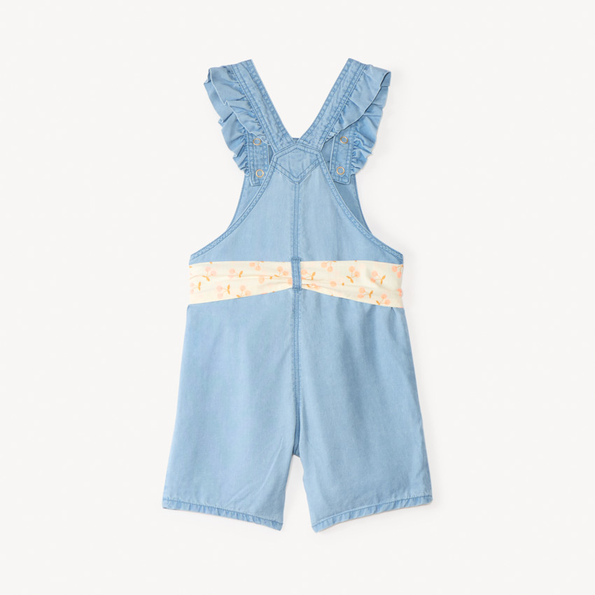 Salopette courte avec volants + ceinture fantaisie pour bébé fille  