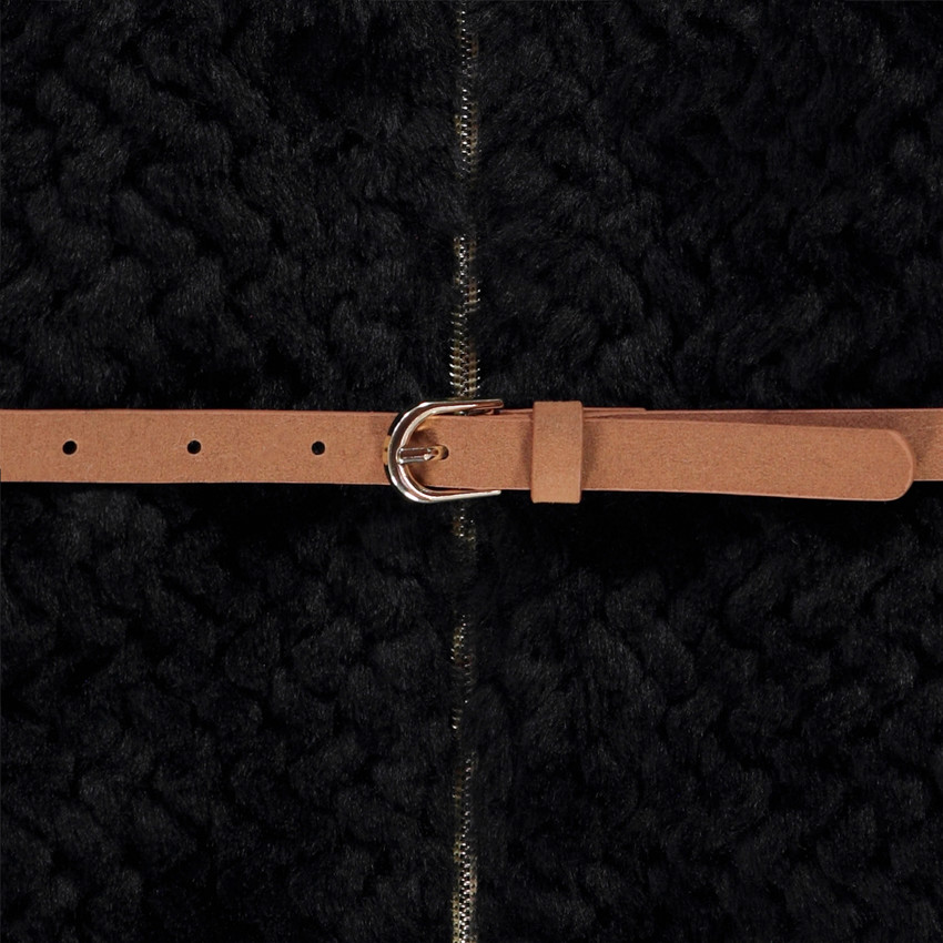 Veste sans manches ceinturée en fausse fourrure pour fille 