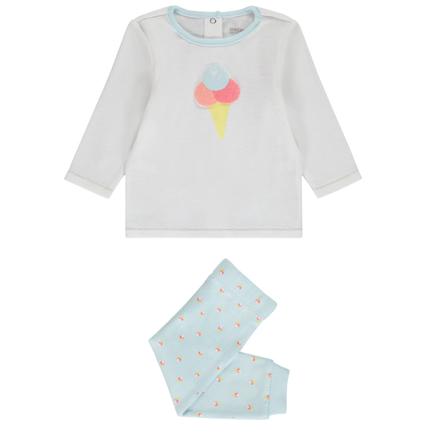Set pyjama 2 pièces puff print glace pailletée pour bébé fille 
