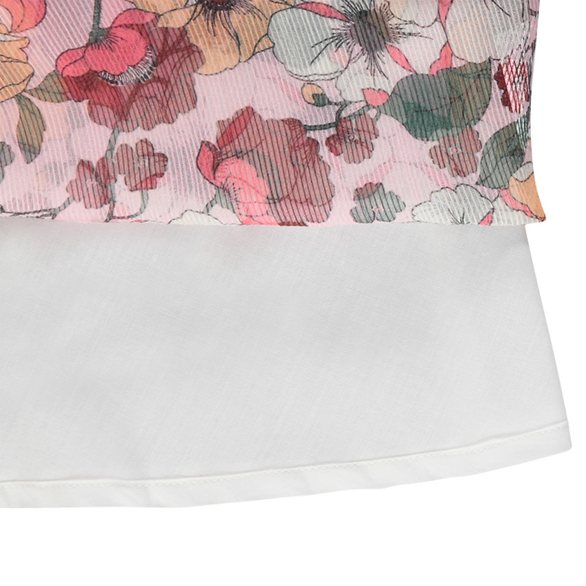 Junior - Robe fleurie en voile armuré 