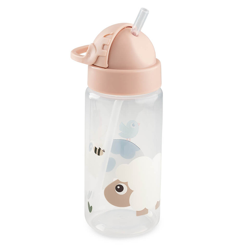 Bouteille avec paille Tiny Farm Rose 350ml 