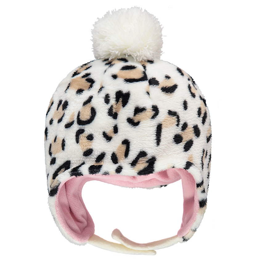 Ensemble bonnet péruvien et snood en sherpa motif léopard 