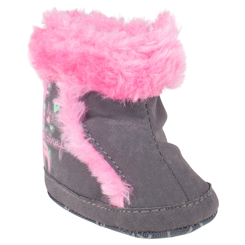 Bottines grises avec fausse fourrure et print girafe