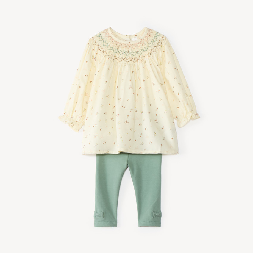 Ensemble 2 pièces bébé fille tunique à motifs fantaisie et legging