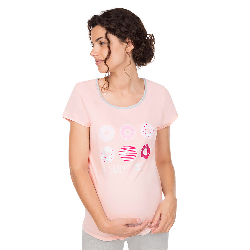 Tee-shirt manches courtes homewear de grossesse print donuts 