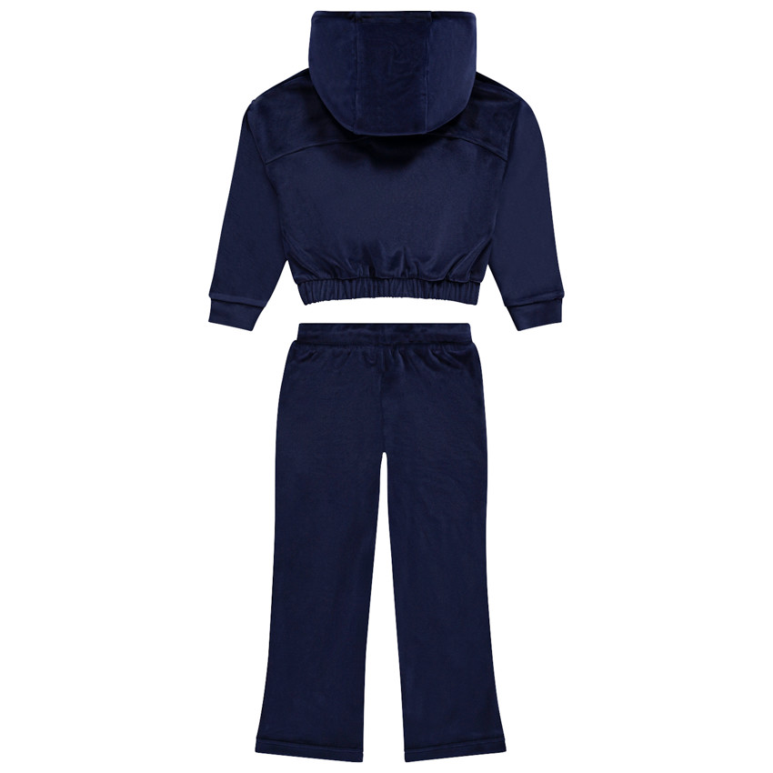 Ensemble jogging avec sweat à découpe et capuche en velours pour fille 
