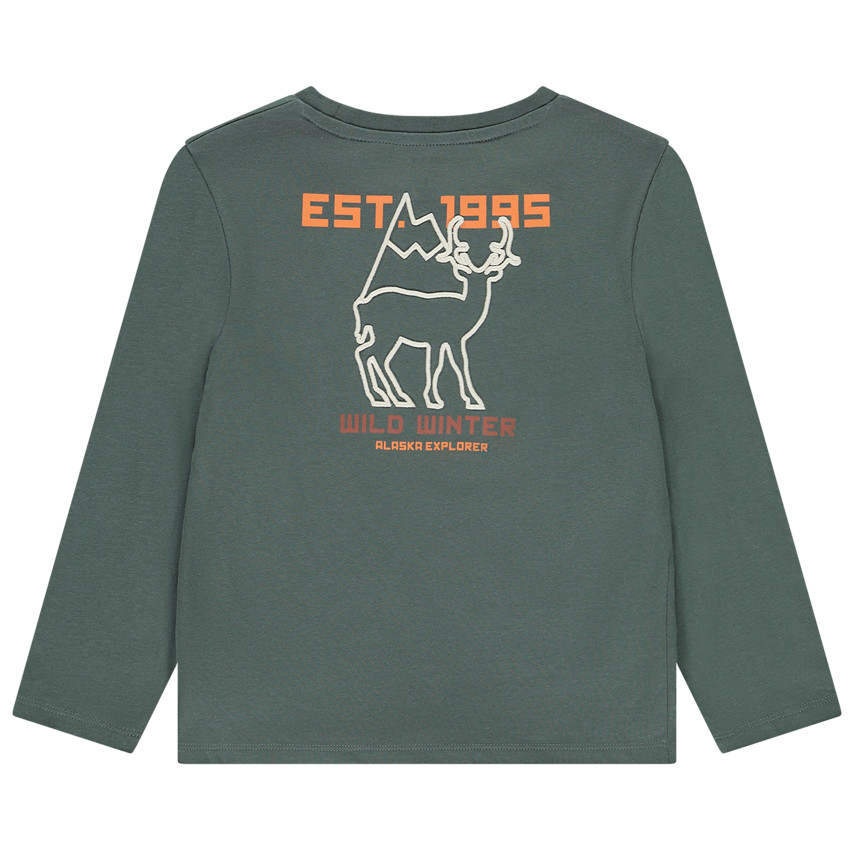T-shirt manches longues broderies cerf pour garçon 