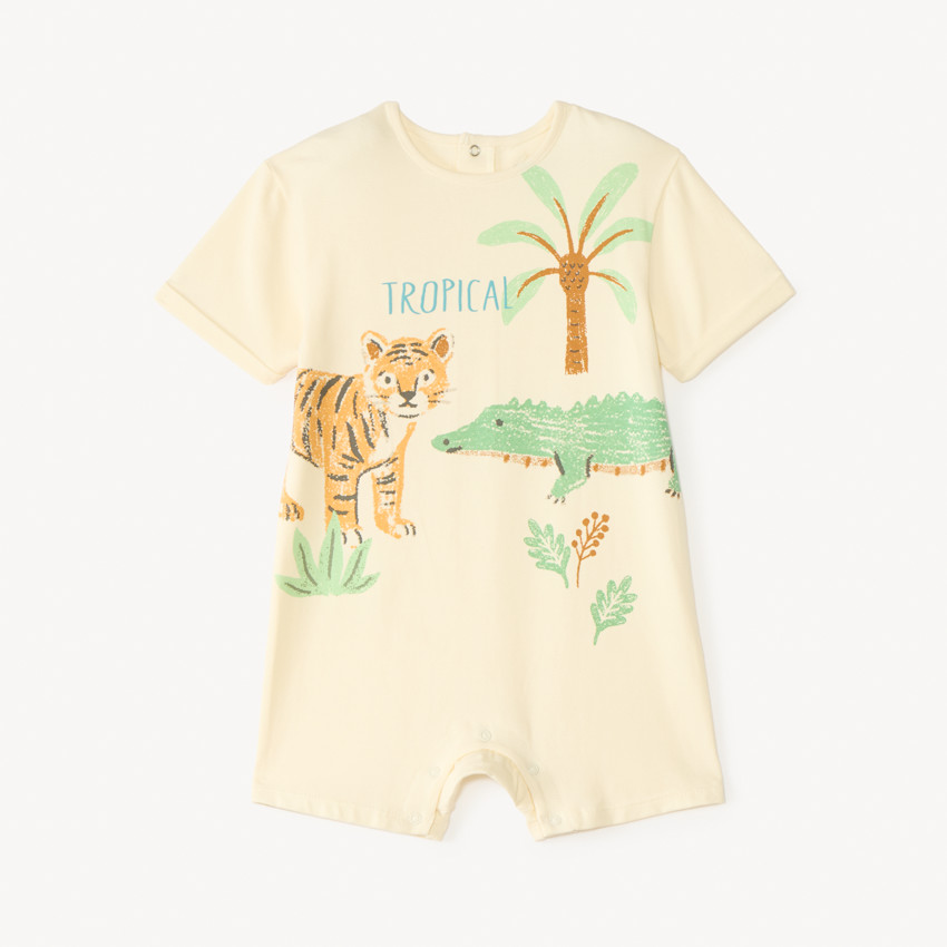 Combinaison courte unie print croco et tigre pour bébé garçon