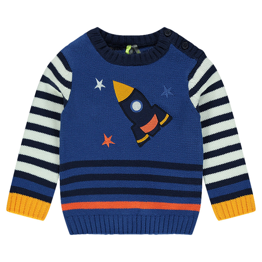 Pull en tricot avec fusée brodée 