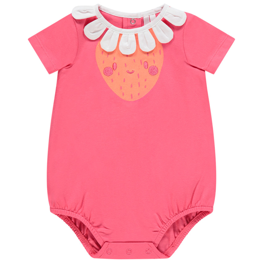 Combinaison courte motif fraise à col fantaisie 