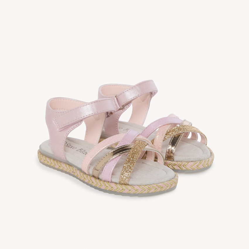 Sandales violettes à paillettes dorées pour fille