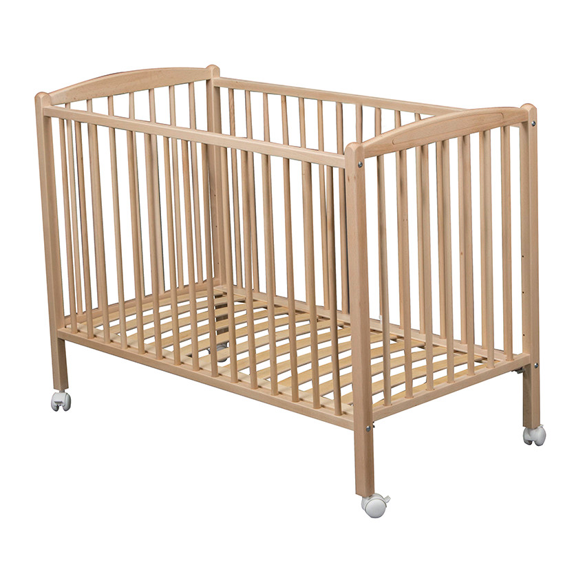 Lit Arthur 60 x 120 cm avec roulettes – Vernis Naturel  