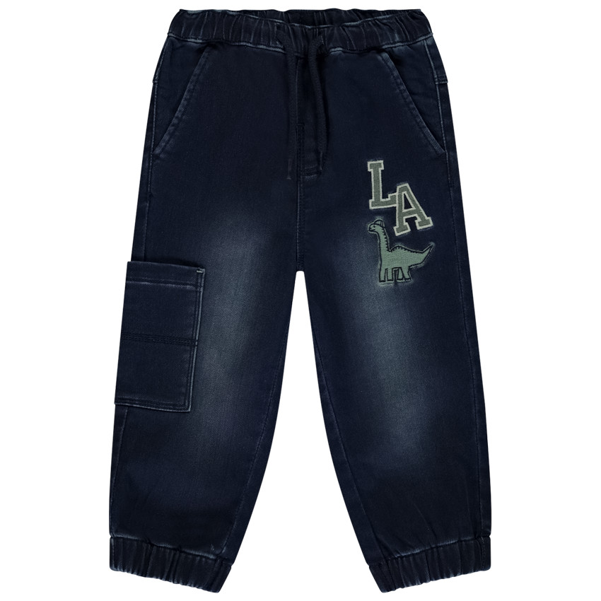 Jogger effet jean patch brodé dinosaure pour bébé garçon