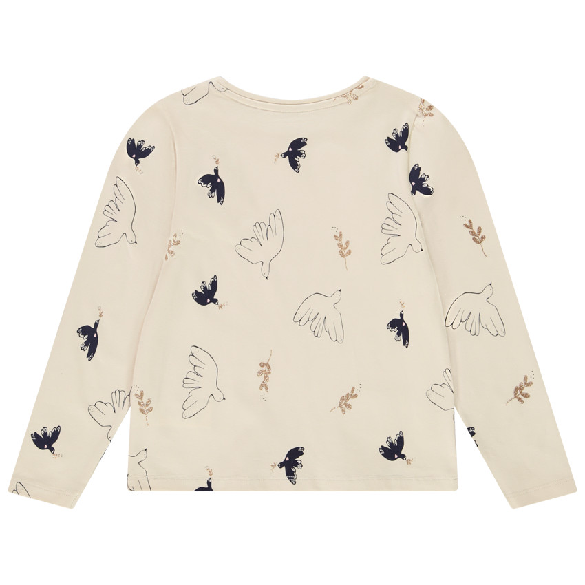 T-shirt manches longues en jersey imprimé colombes pour fille 