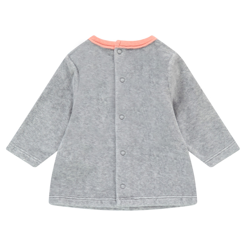 Pyjama en velours HALLOWEEN gris chiné avec chats masqués printés 