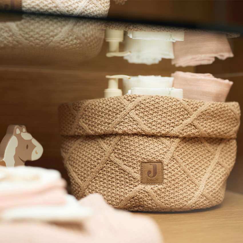 Panier de rangement en tricot Check Knit biscuit 