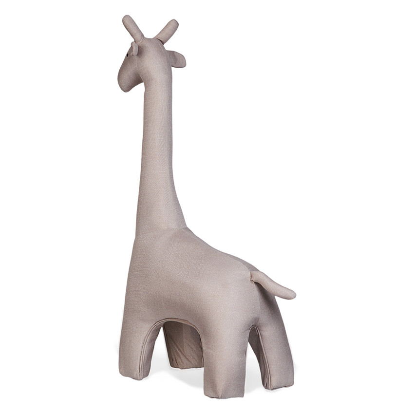 Grande peluche 131cm Girafe debout en lin beige 