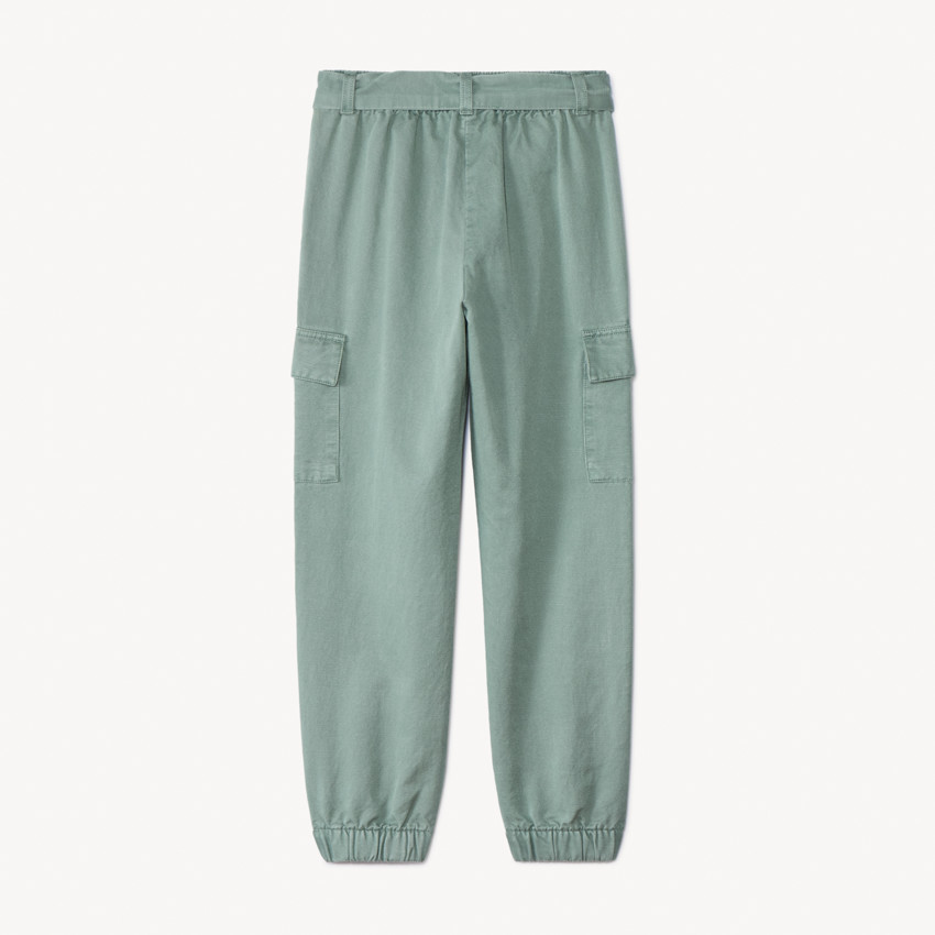 Pantalon cargo en twill uni avec ceinture pour fille 