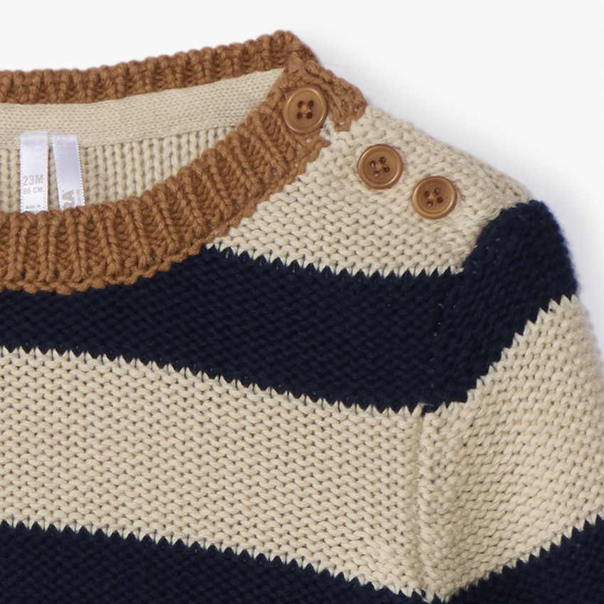 Pull manches longues en tricot à rayures pour bébé garçon 