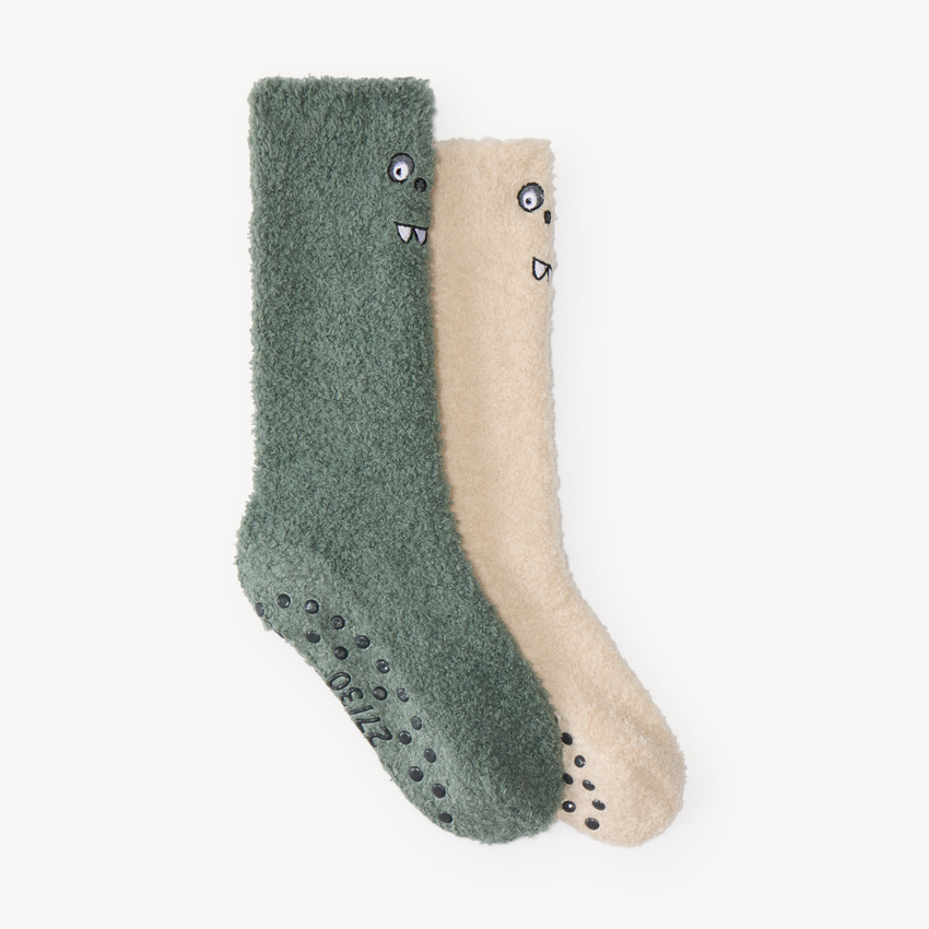 Lot de 2 chaussettes hautes sherpa antidérapantes garçon