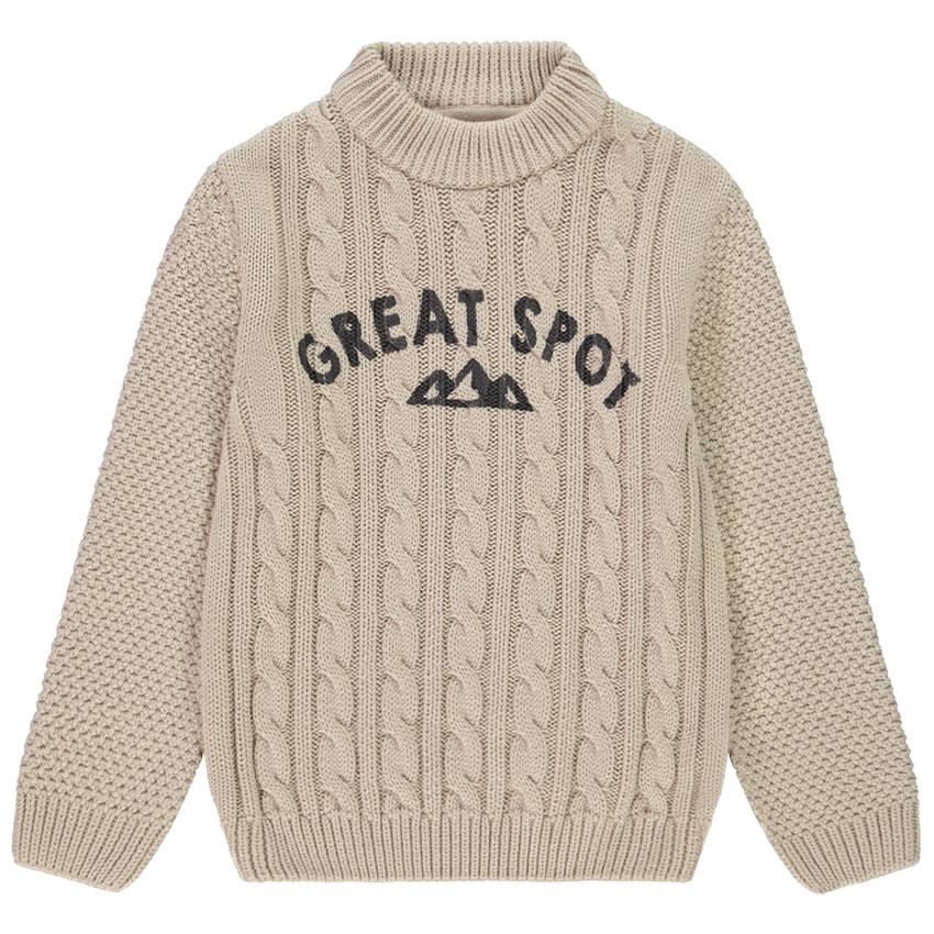 Pull manches longues fantaisie en tricot torsadé pour garçon 